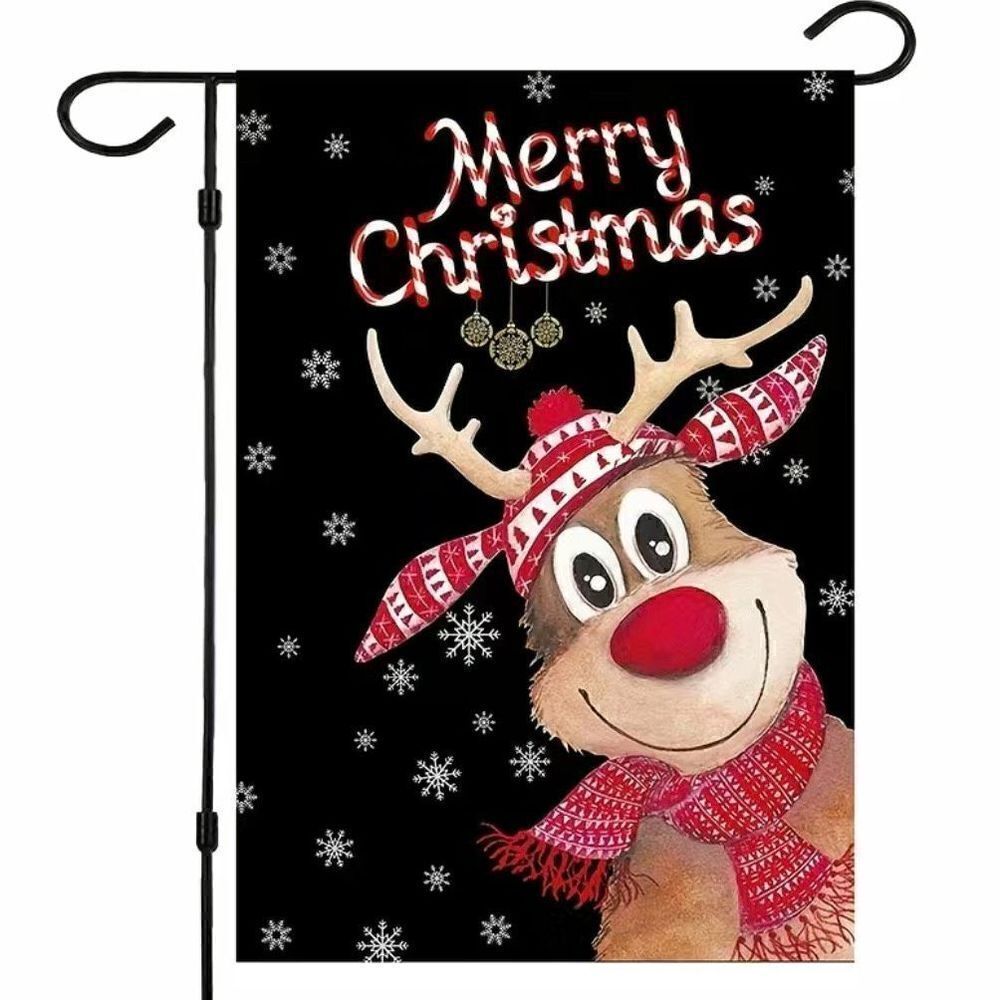 Merry Christmas Peppermint Stripe Reindeer Holiday Garden Flag Brand New